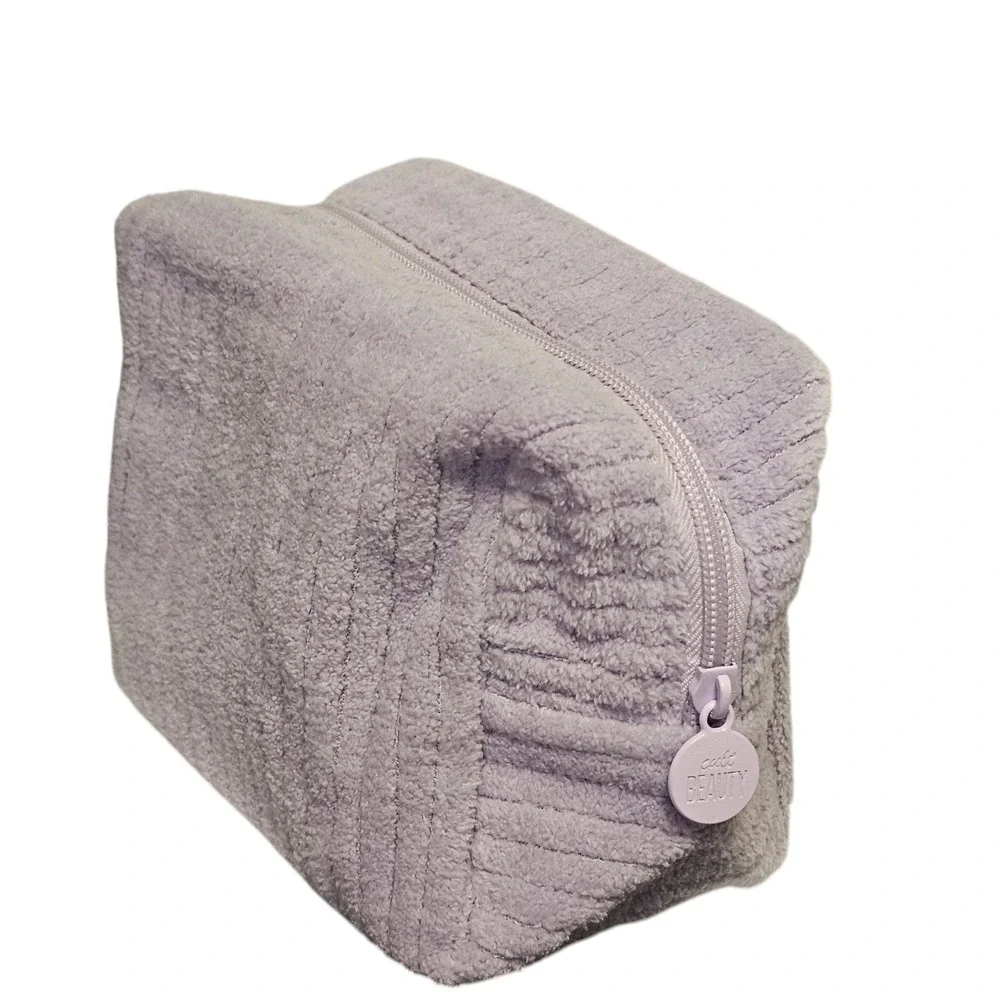 Cult Beauty Lilac Towelling Bag Fuzzy Fluffy Makeup Case Lavender Purple‎ Case